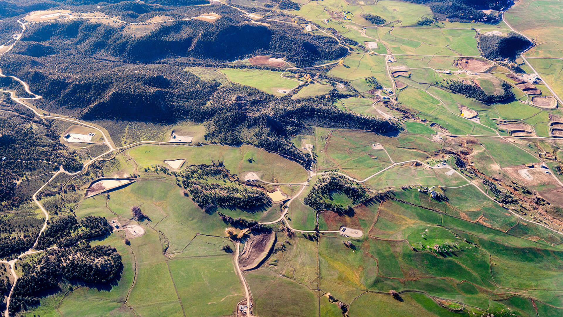 Aerial photo of fracking site on the Western Slope