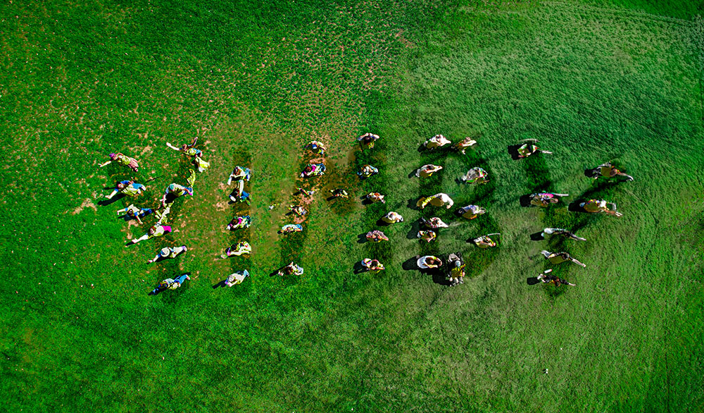 Western Colorado Alliance of Mesa County members formed the word "YIMBY!" at the Oct. 18 event